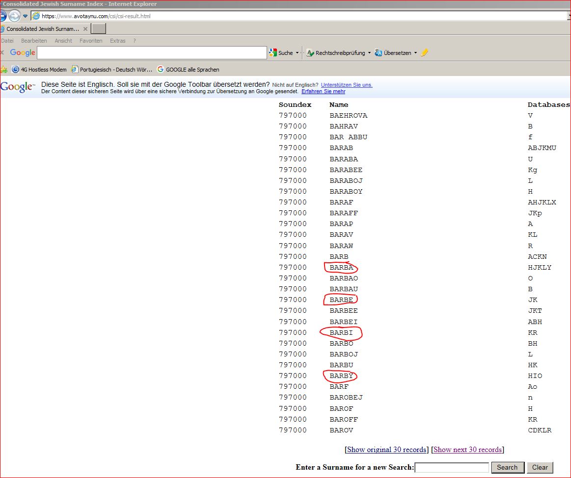 BARBI juedischer Familienname