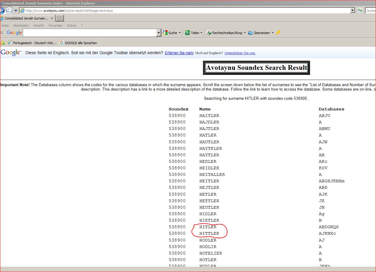 Hitler juedischer Familienname